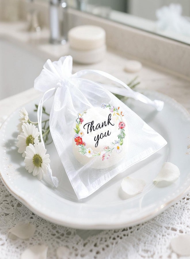 joycraft 4x6 In Thank You Organza Bags - 30Pcs Floral Drawstring Mesh Gift Bags, White Organza Party Favor Pouch for Wedding, Birthday, Baby Shower, Thanksgiving - Image 4
